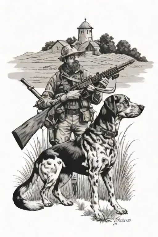 Country Landscape Guns Dogs Standing Guard