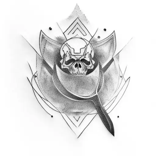 Knife Tattoo With A Cloudy Background