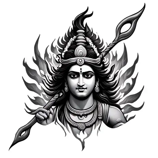 Trishul With Shiva Nataraja Fire