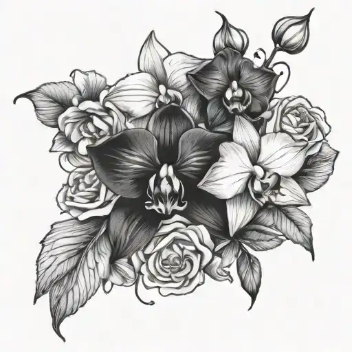 Orchid And Roses Growing