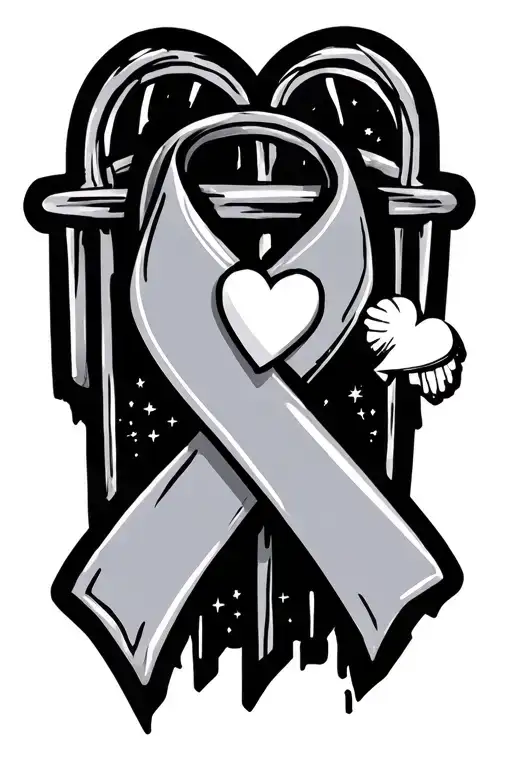 Survivor Ribbon With Heart And Sparkles Locked Cage Shattered