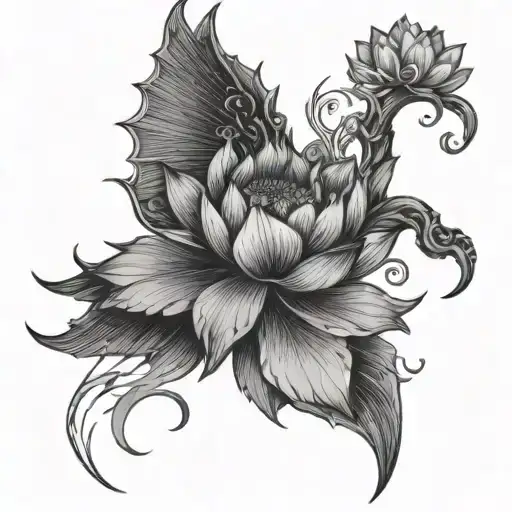 Demon Wing And Lotus Flower