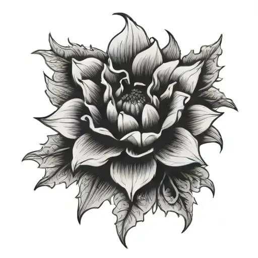 Black Dahlia Flower With Sharp Teeth