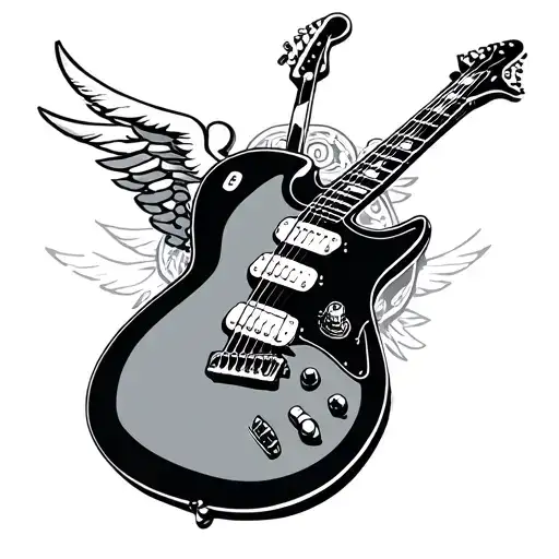 Guitar With Medical Caduceus Intertwined