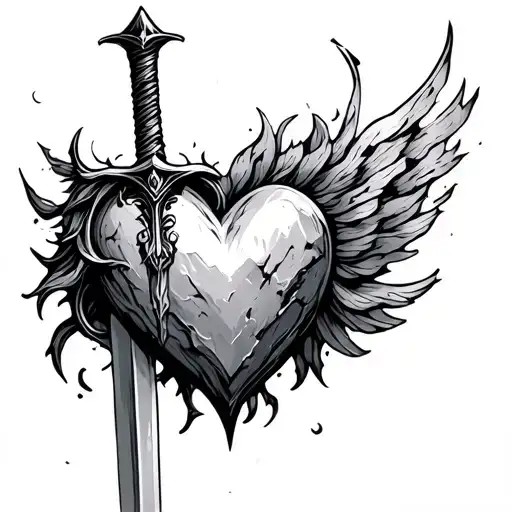 Sword Of The Spirit Piercing A Heart Made Of Ston
