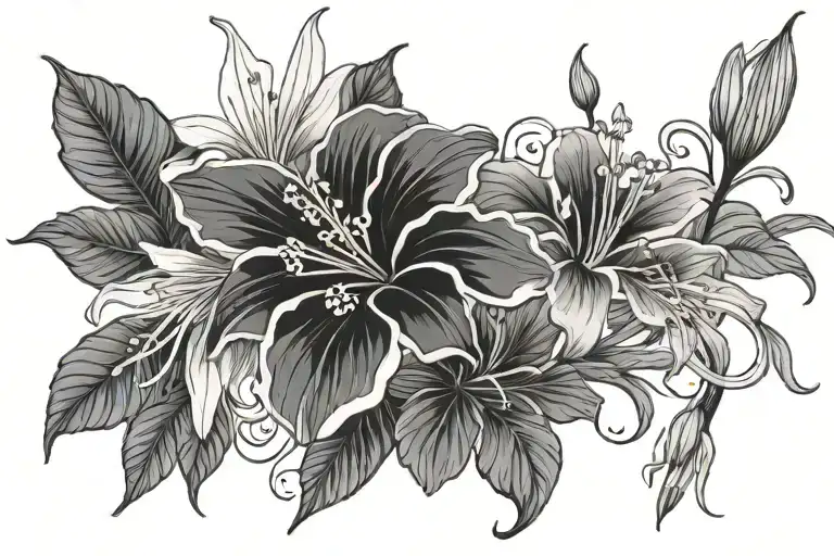 Thin Hibiscus And Spider Lily Y2k