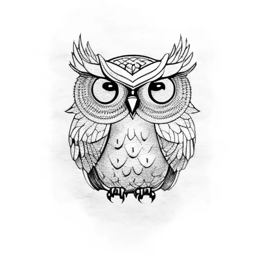 A Wise Owl Perched On A Branch With Intricate Patterns