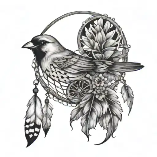 Dream Catcher With Cardinal Bird And Lady Bug And Monarch Butterfly