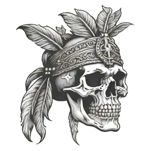 Iroquois Skull S H Calligraphy