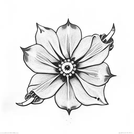 Santa Muerte Holding A Pipe And An Edelweiss Flower