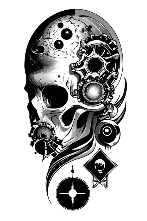 Science Themed Tattoo Featuring Iconic Symbols