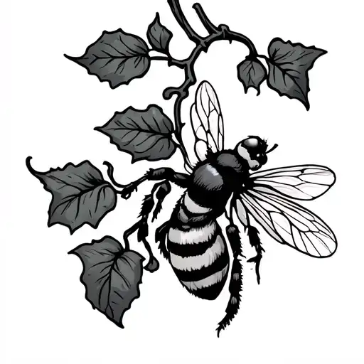 Vine Wrapped With A Bee Flying