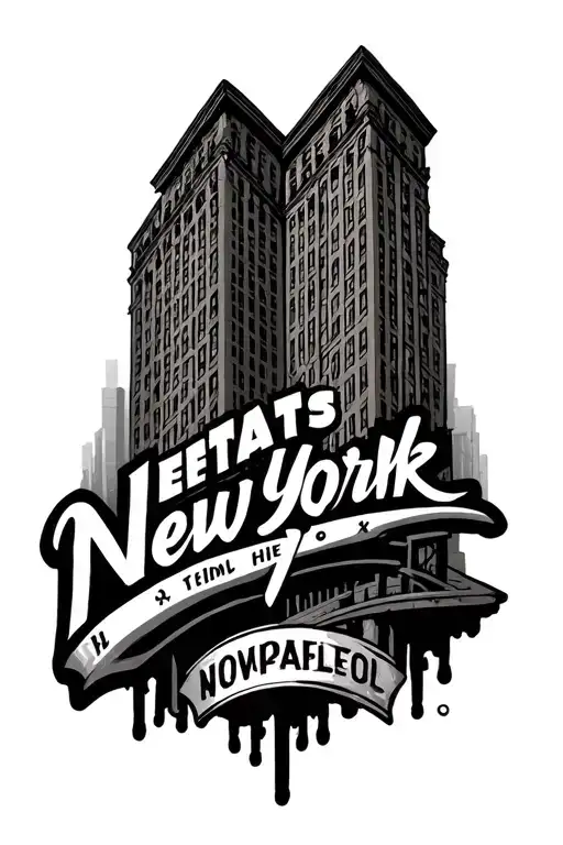 Small Tattoo New York Name With Building In The Back