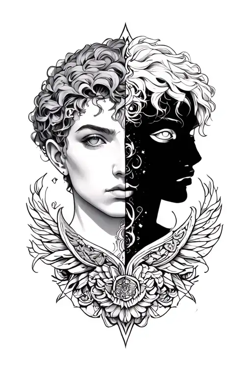 Gemini Zodiac Sign With Half Bad & Half God Twin Charater