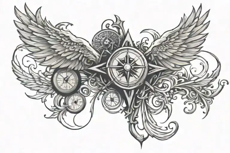 Cross With Wings And Compass