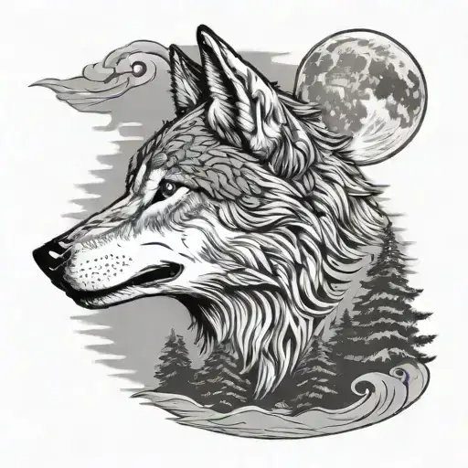 Christmas Tree Wolf Howling At The Moon