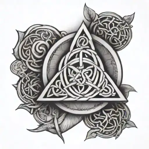 A Triquetra With Celtic Runes Around It