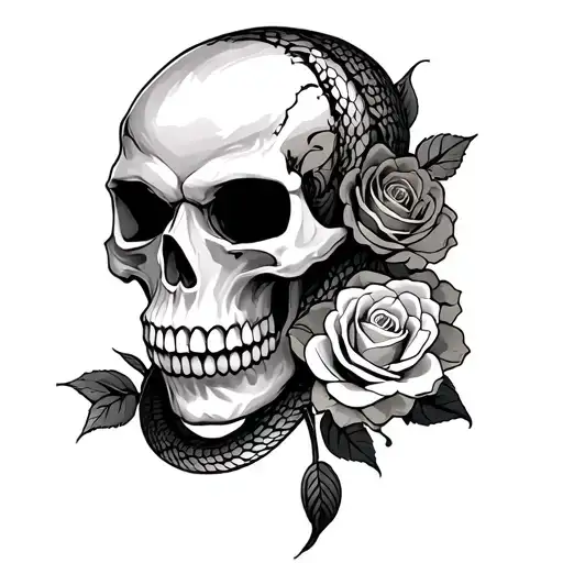 Small Skull Roses Snake Head Wrapped