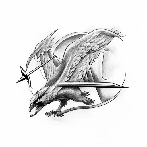 Arrow With Cross And Phoenix Wings