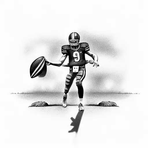 Quarterback Walking Away With Cross In Background