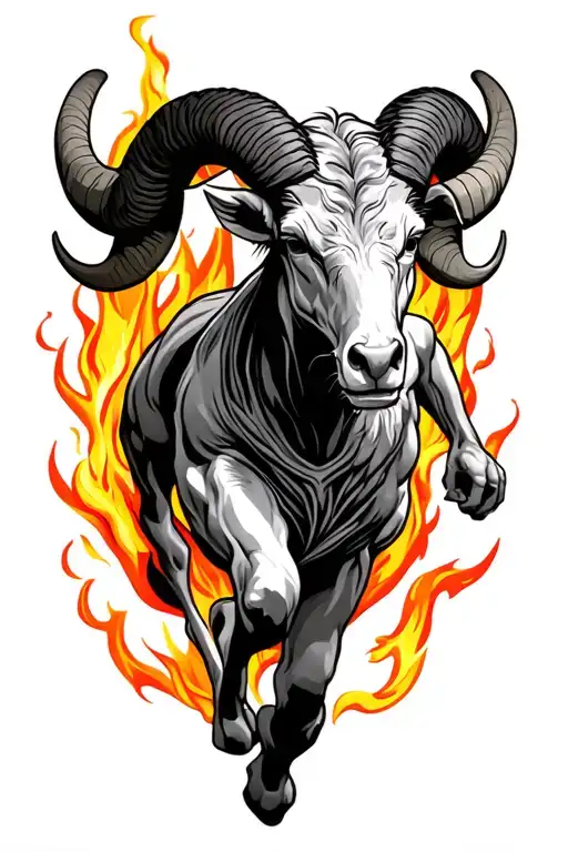 Aries With Fire And Track Runner