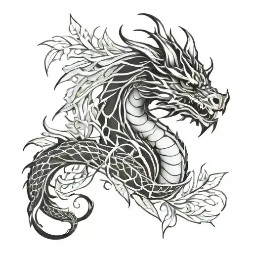 Dragon Made Out Of Leaves