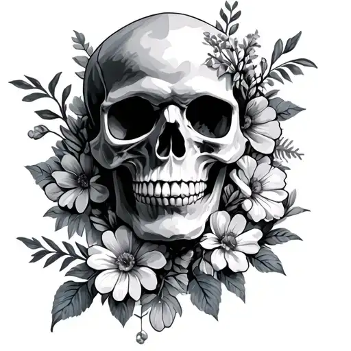 Pirate Skull Wrapped In Flowers