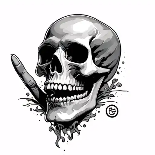 Skull Whith The Midel Finger