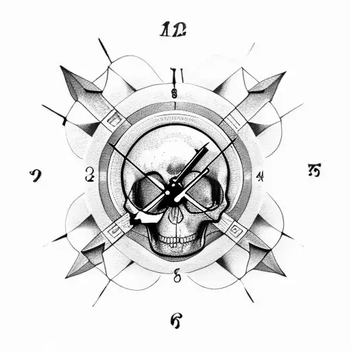 Clock Compass Map Anchor Skull