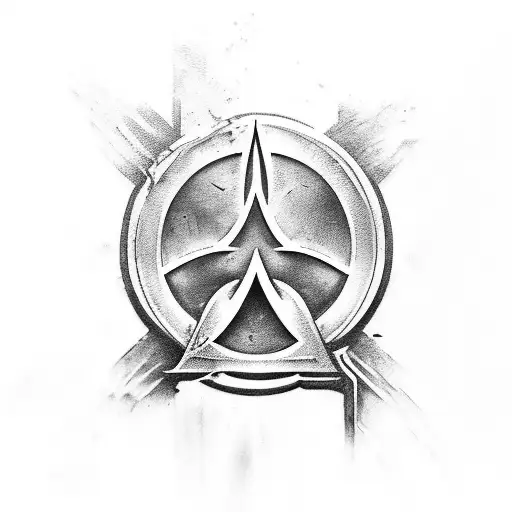 A Tattoo Of The Iconic Brotherhood Logo From Assassin's Creed Black Flag In A Black-grey Style