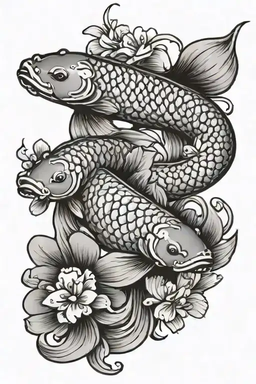 Cherry Blossoms Koi Fish
