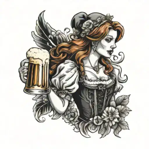 German Beer Redhead Maiden Dirndl Oktoberfest