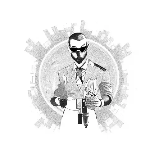 A Gangster Silhouette Surrounded By Dollar Bills