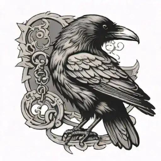 Raven With A Key In Its Beak