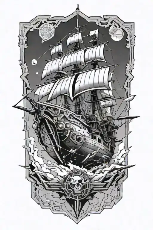 Geometric Sci Fi Pirate Spaceship