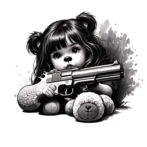 Little Girl That Had To Pick Up A Gun Instead Of The Teddy Bear