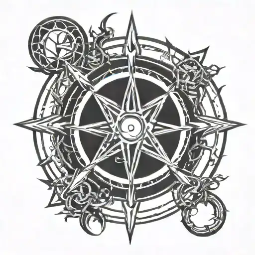 Kingdom Hearts Heartless Symbol On Top Of Full Metal Alchemist Transmutation Circle