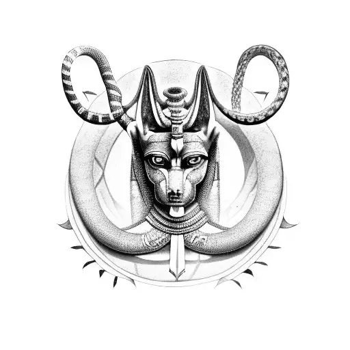 Anubis With Snakes And Lotus