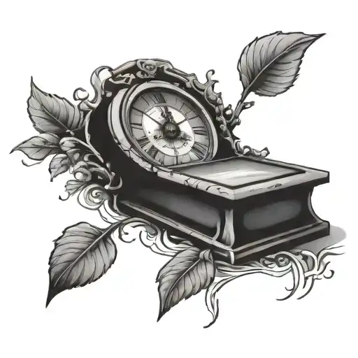 Grave With A Clock As A Grave Stone