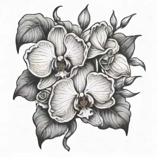 Orchid And Roses Intertwined