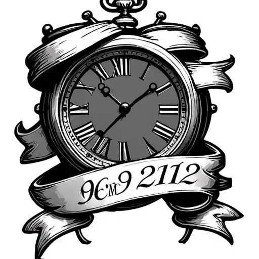Clock Wrapped With A Banner With A Date