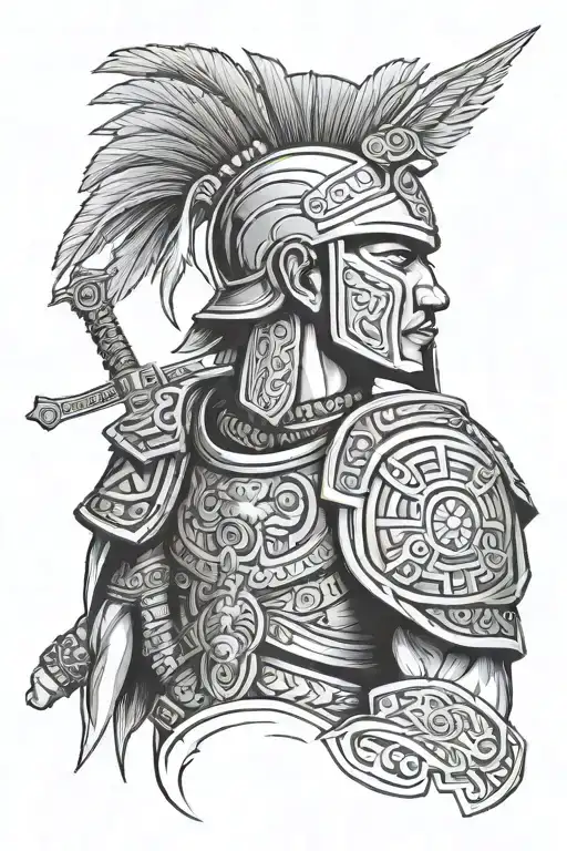 Roman Soldier With Cambodia And Hmong Symbols