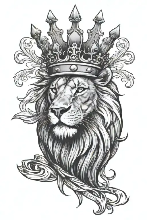 Lion With Crown And A Scar On Eye With A Cross