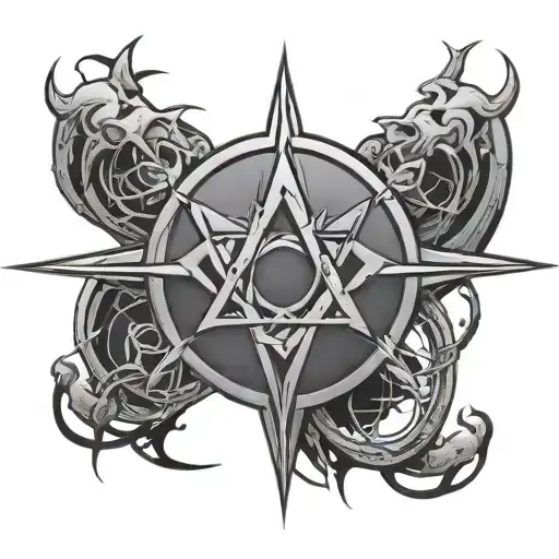 Kingdom Hearts Heartless Symbol On Top Of Full Metal Alchemist Transmutation Circle