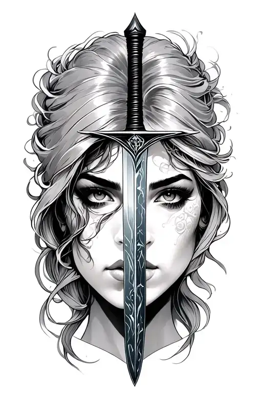 Womens Face With Sword