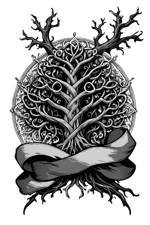 Celtic Tree With Ribbon Wrapped