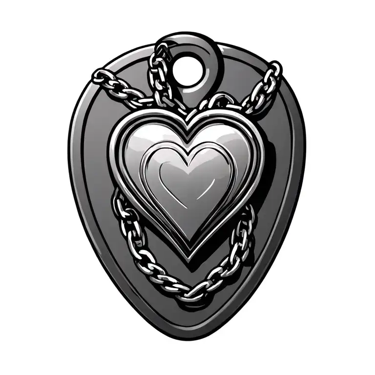Military Dog Tag With Heart Chain