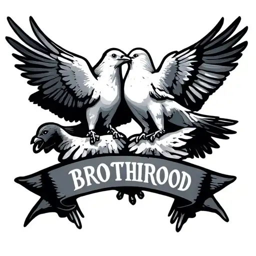 Doves Holding Banner That Says Brotherhood