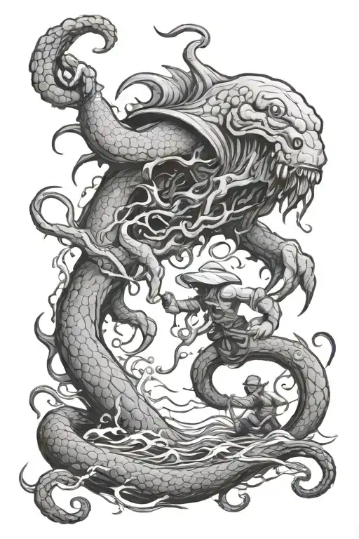 Hero Fights Kraken While Protecting Child