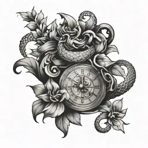 Snake Flowers Clock